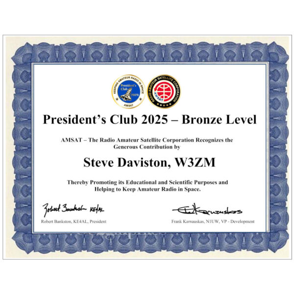 AMSAT 2025 President's Club - Bronze