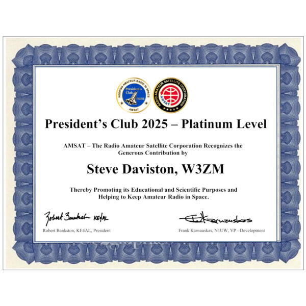 AMSAT 2025 President's Club - Platinum